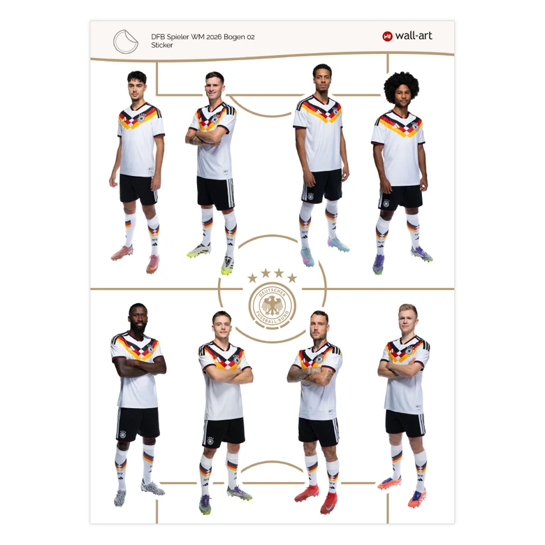 DFB Sticker Spieler WM 2026, Wandtattoo Bogen 02 