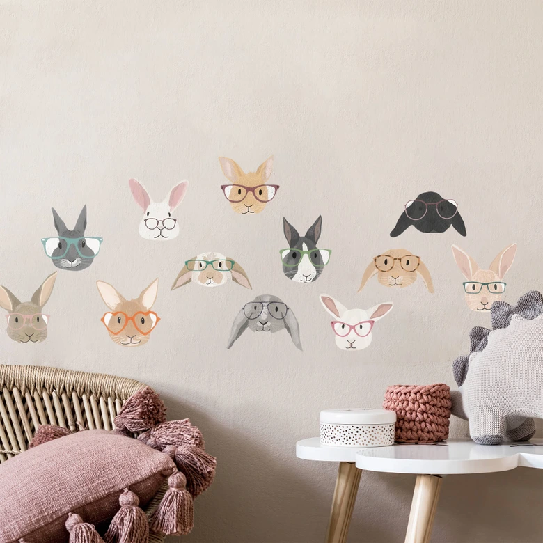 Sticker Mural Lapins à lunettes - Melin (12pcs) 