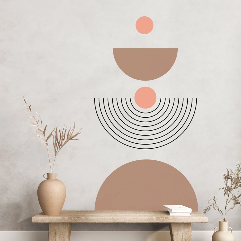 Wallsticker Geometrisk - Balance af halvcirkler 