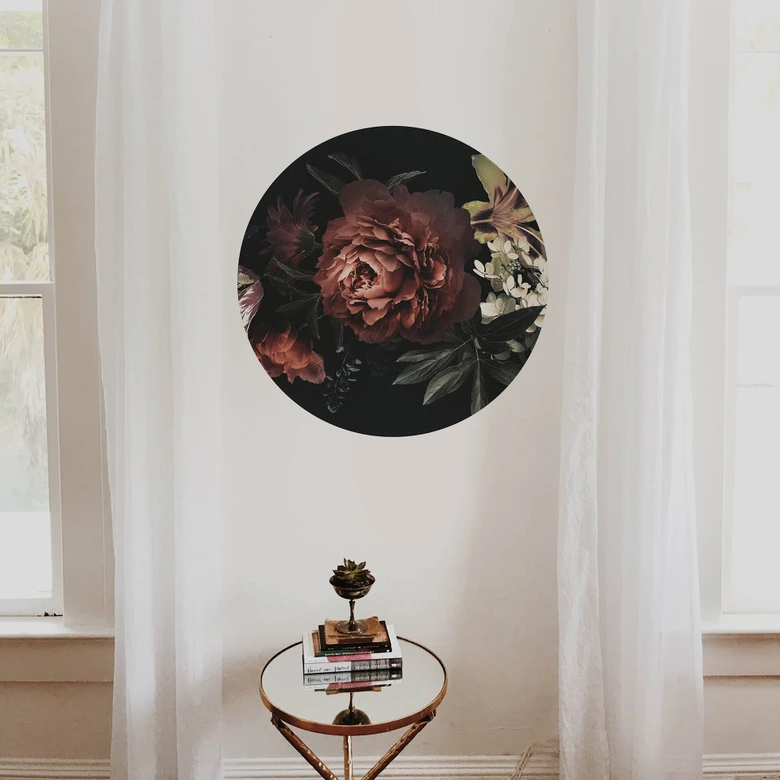 Wandtattoo Blumenbouquet Rot - Rund 