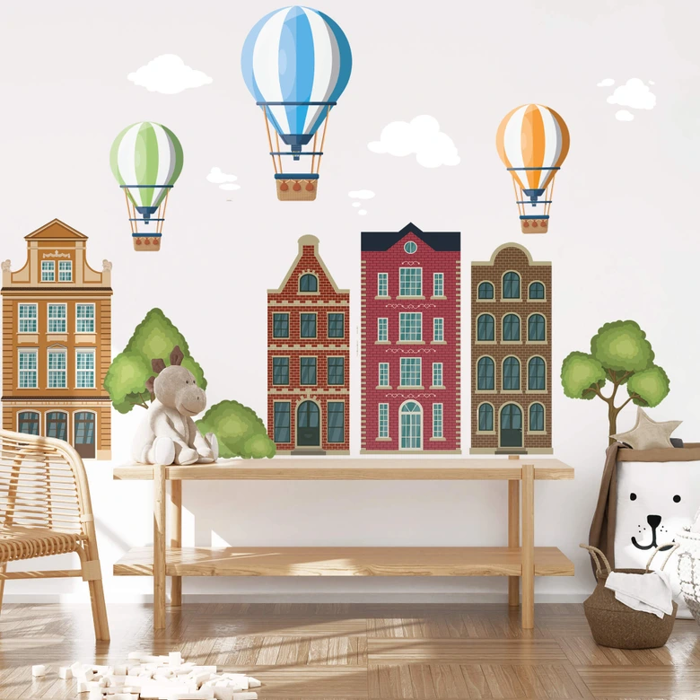 Wandtattoo Bunte Häuser Set 01 (7-teilig) 