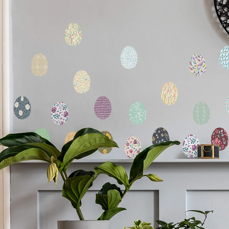 Sticker mural Set d'œufs de Pâques multicolores (21 pièces) 