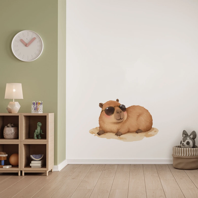 Sticker mural Capybara avec lunettes de soleil 