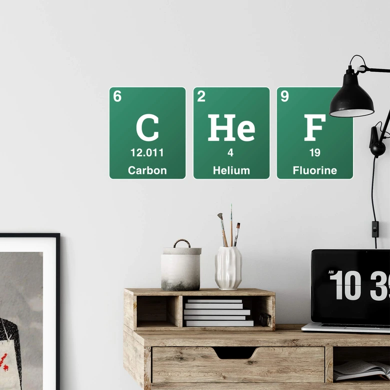 Wandtattoo Chef - Wort aus dem Periodensystem 