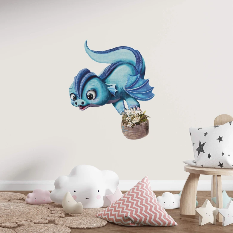 Muursticker De kleine draakjes - Kristal stelen 