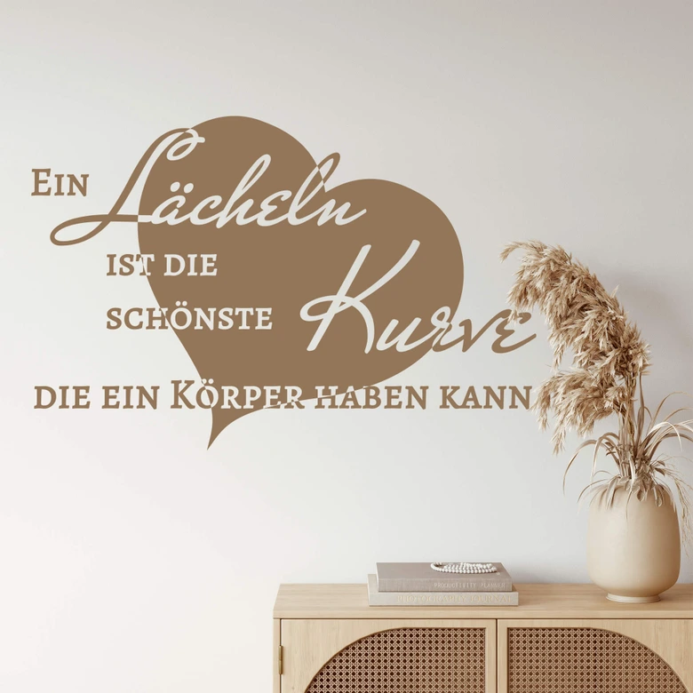 Wandtattoo Ein Lächeln ist die schönste Kurve... 