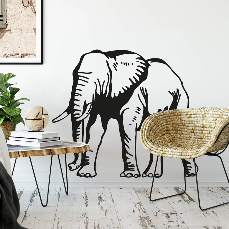 Muursticker Olifanten Silhouet 