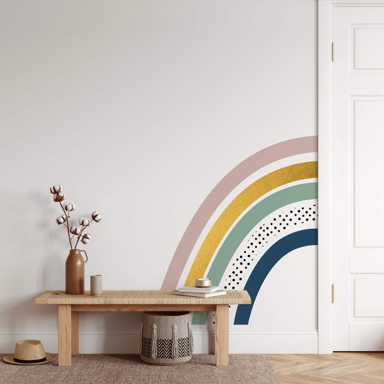 Wandtattoo Halber goldiger Regenbogen 