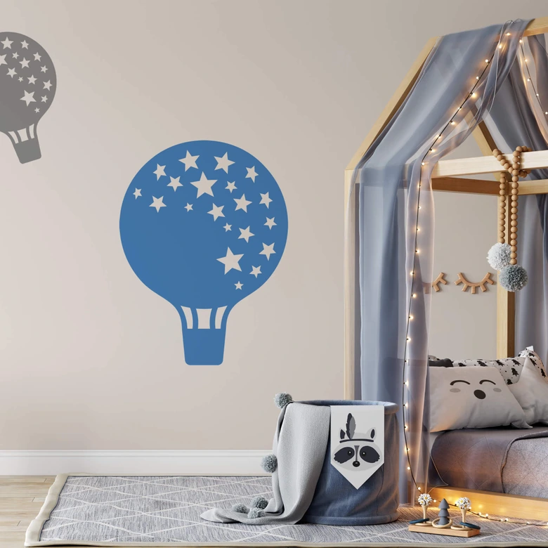 Wandtattoo Heißluftballon mit Sternen 