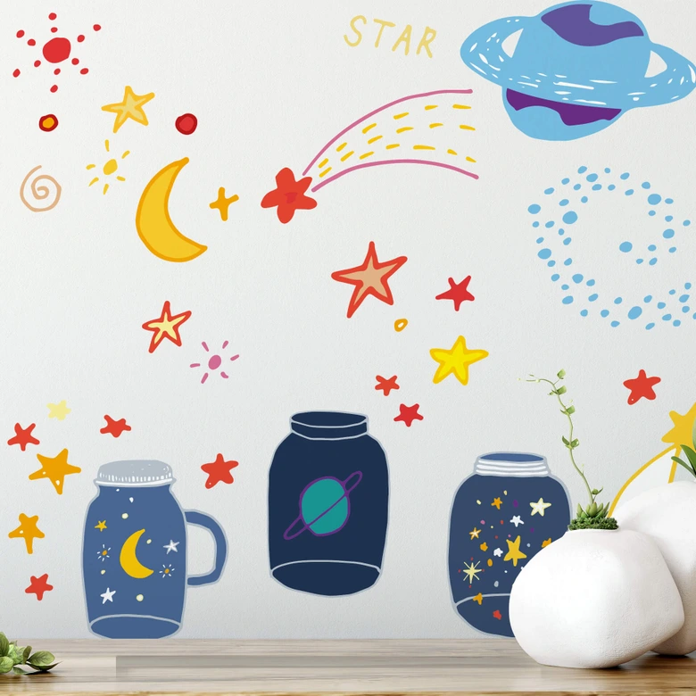 Wandtattoo Illustration Galaxien im Glas 