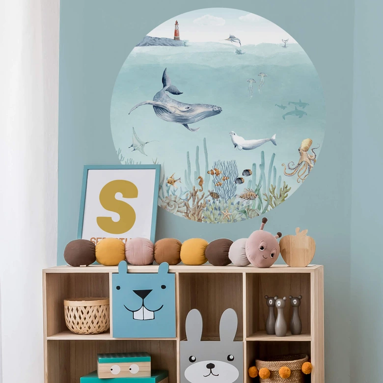 Sticker mural Kikki Belle - Vie sous-marine - Rond 