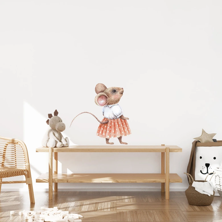 Wall sticker Curious mouse - Girl - Kikki Belle 
