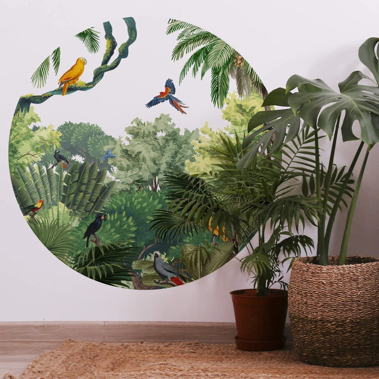 Sticker mural Kikki Belle - Oiseaux tropicaux - Rond 
