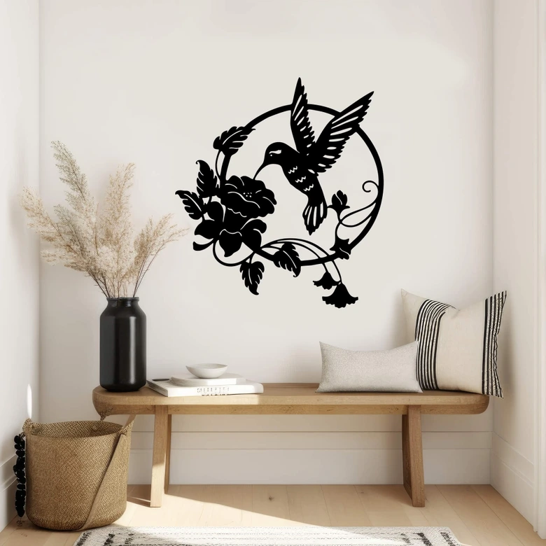 Wandtattoo Kolibri und Blüte 