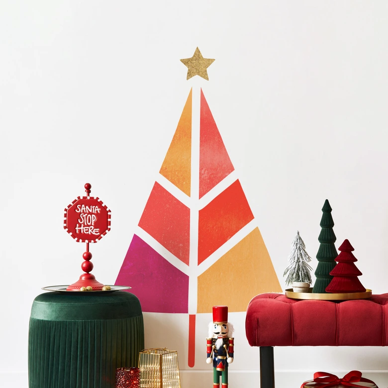 Wandtattoo Bunter Weihnachtsbaum - Kubistika 