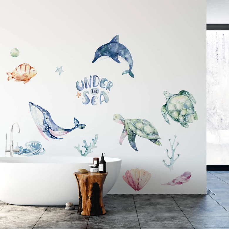 Sticker mural Kvilis - Un monde sous-marin coloré (24 pièces) 