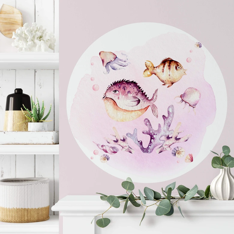 Zelfklevende wandcirkel Kvilis - Kogelvissen 