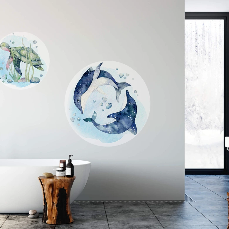 Sticker mural Kvilis - Dauphin - Rond 