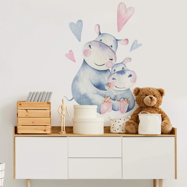 Muursticker Kvilis - Mother Hippo 
