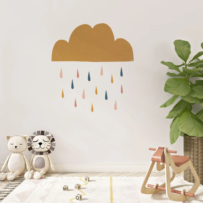 Wandtattoo Fröhlicher regen in Pastelltönen - Kinderzimmer Dekoration - Menina Lisboa 