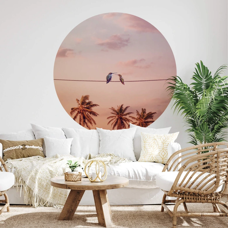 Zelfklevende Muurcirkel Loose - Hummingbirds in Love 