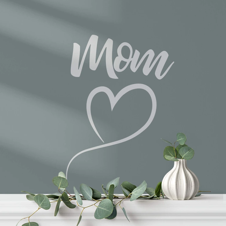 Sticker mural Mom et cœur 