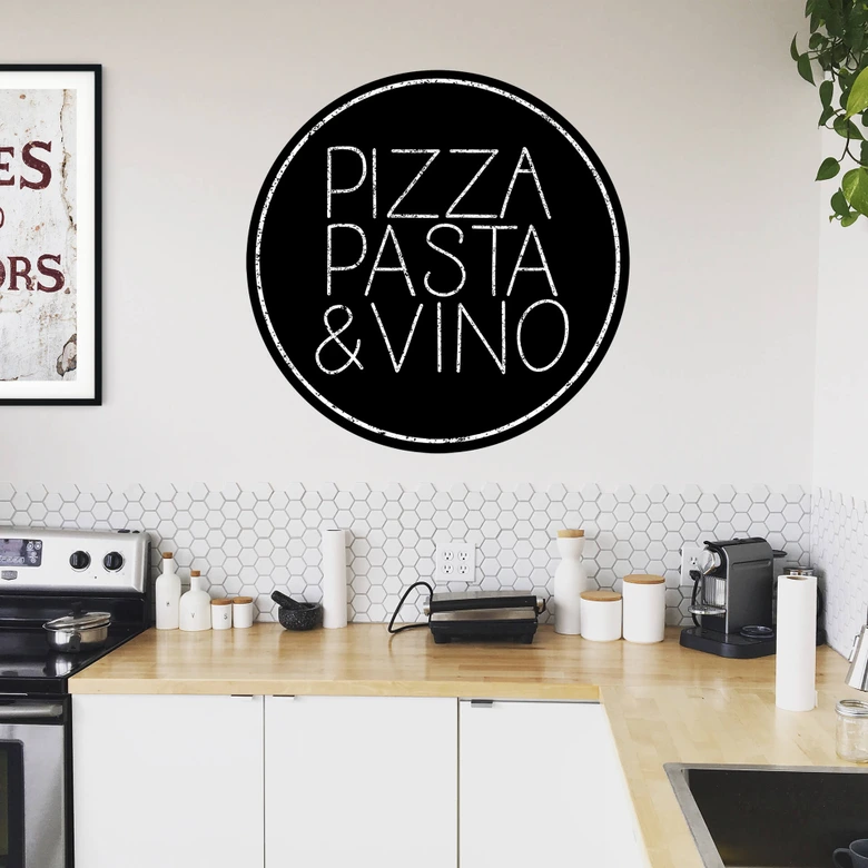 Wandtattoo Pizza Pasta und Vino - Rund 