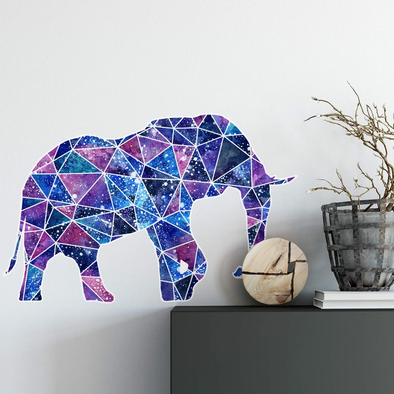 Wandtattoo Polygon Galaxie Elefant 