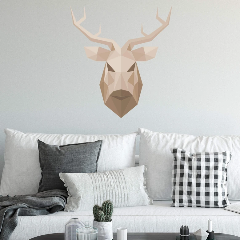 Sticker mural - Tête de cerf  - Géométrique 