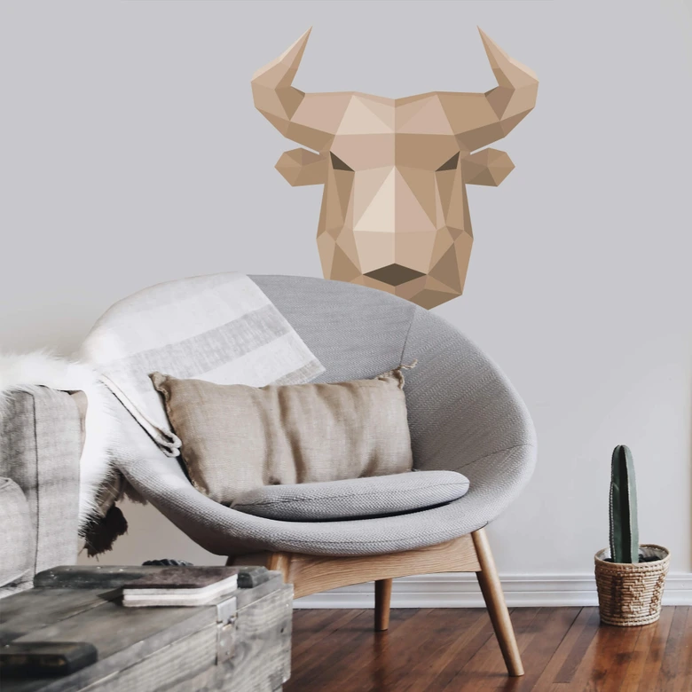 Sticker mural - Tête de taureau - Géométrique 