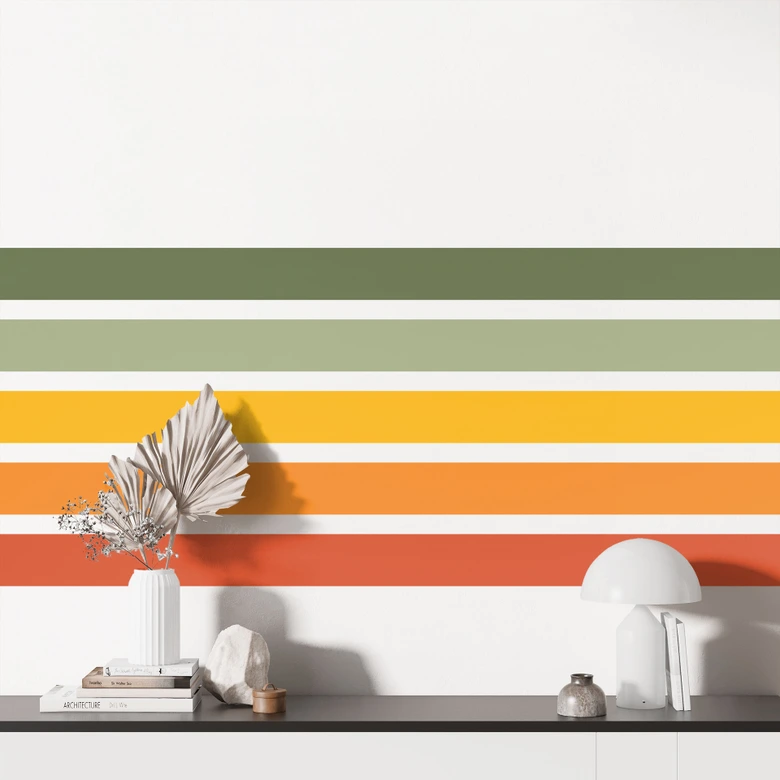 Wandtattoo Retro Streifen | Regenbogenfarben 