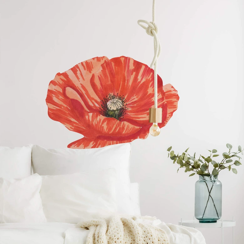 Wandtattoo Rote Mohnblüte von oben Watercolor 