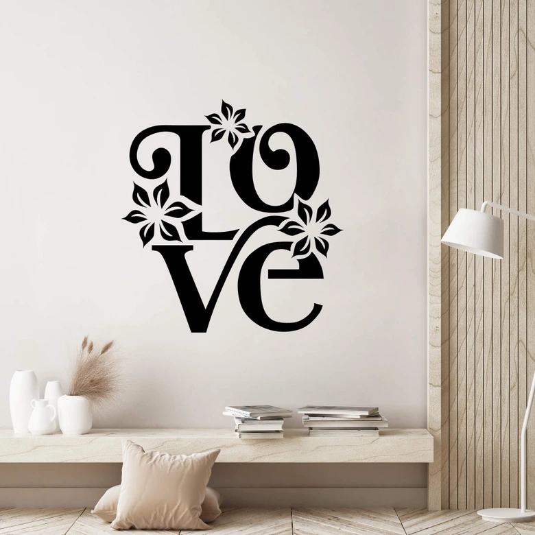 Wall sticker Love with flower decoration 