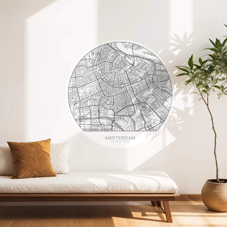 Wandtattoo Stadtplan Amsterdam - rund 