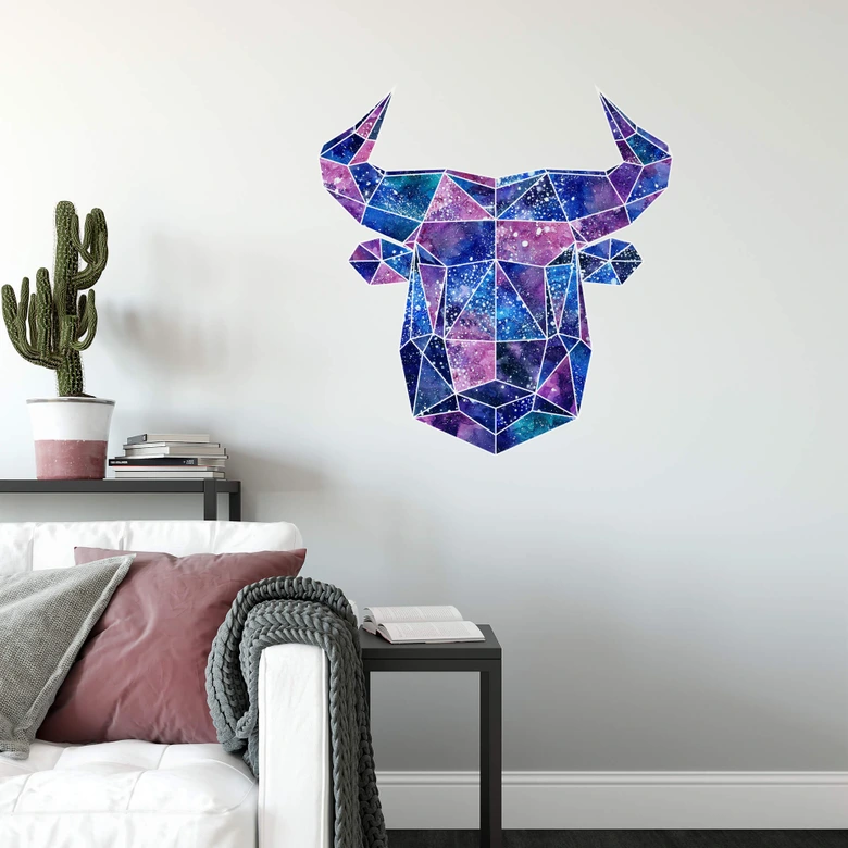Wandtattoo Polygon Galaxie Stierkopf 