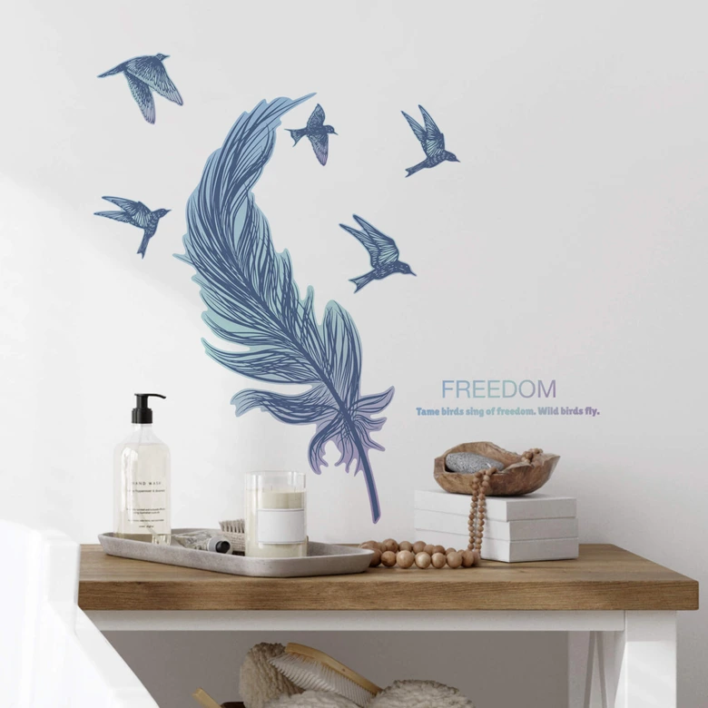 Sticker mural Freedom - Plume et oiseaux 