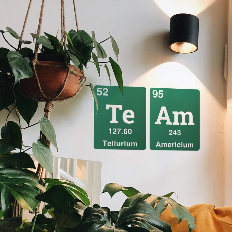 Wandtattoo Team - Wort aus dem Periodensystem 