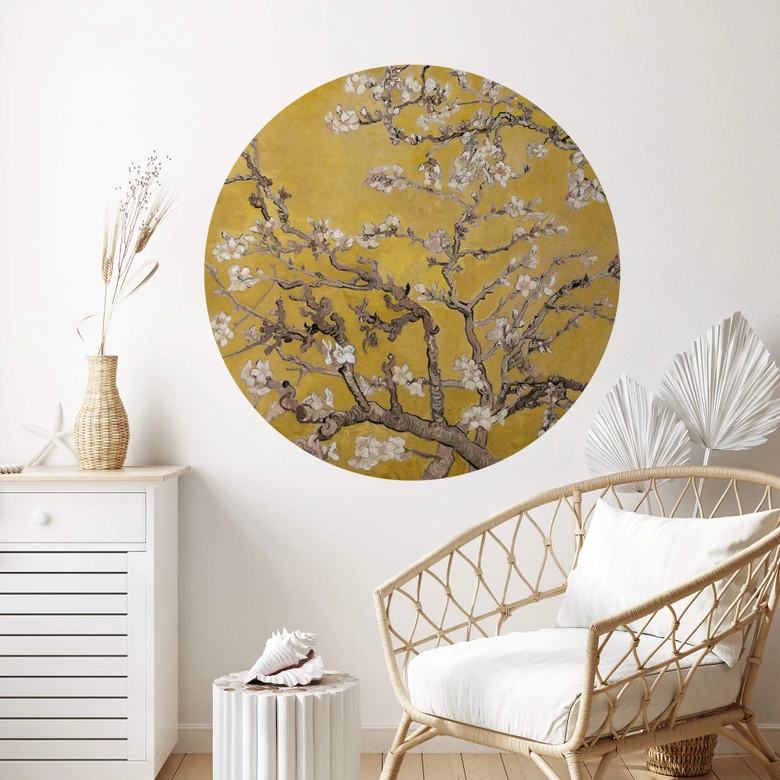 Wandtattoo van Gogh - Mandelblüte Ocker - Rund 