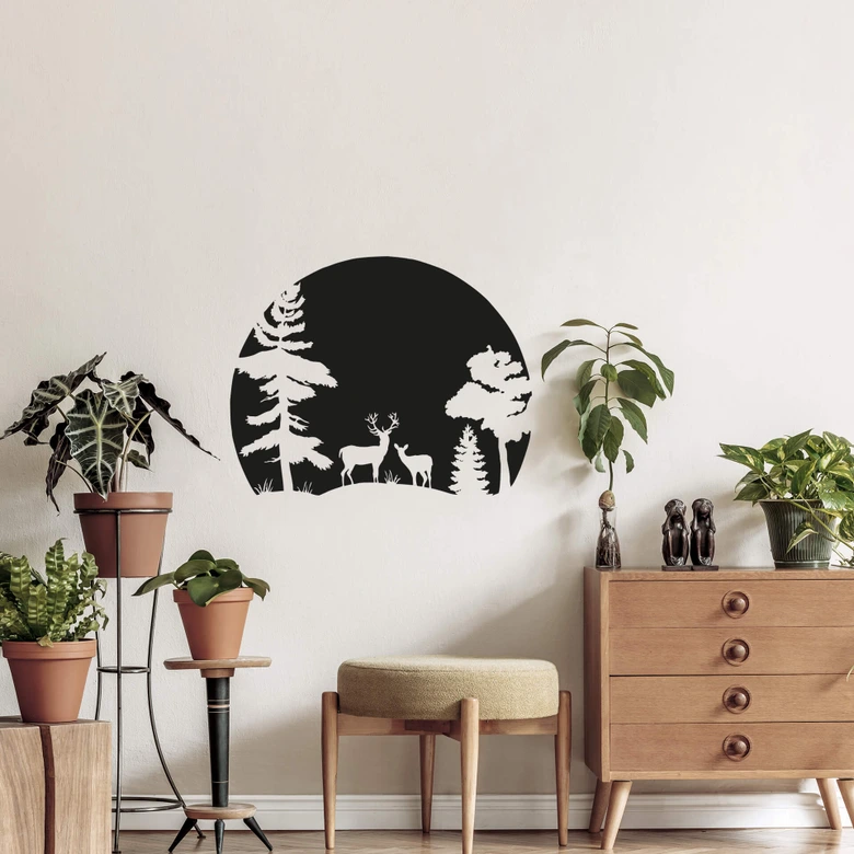 Wallsticker -  Skovsilhuette - rund 