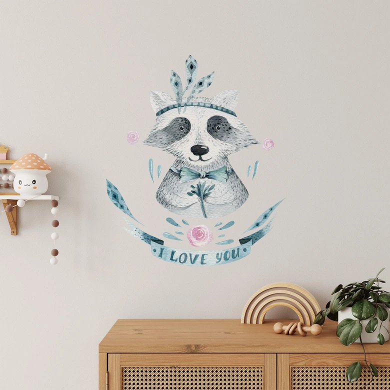 Muursticker Kvilis - Wasbeer I love you 