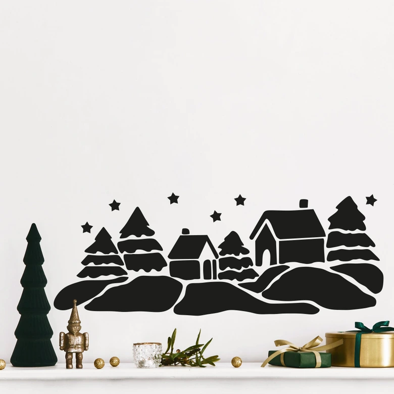 Wandtattoo Winter - Weihnachtliche Landschaft 
