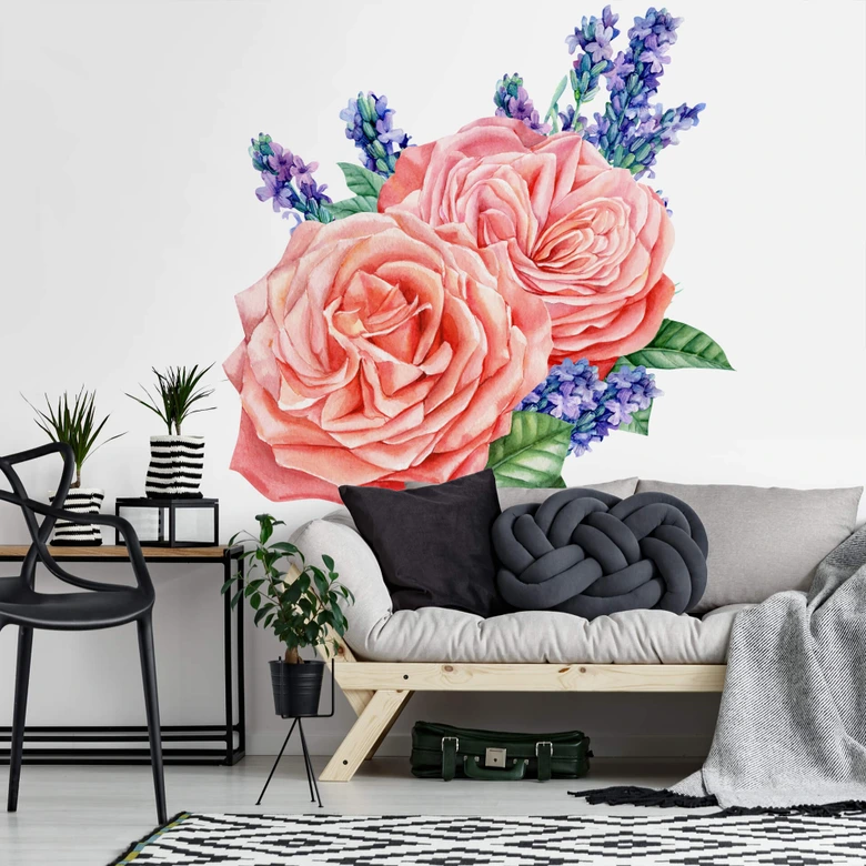 Wandtattoo Rosen Harmonie rosé XXL 