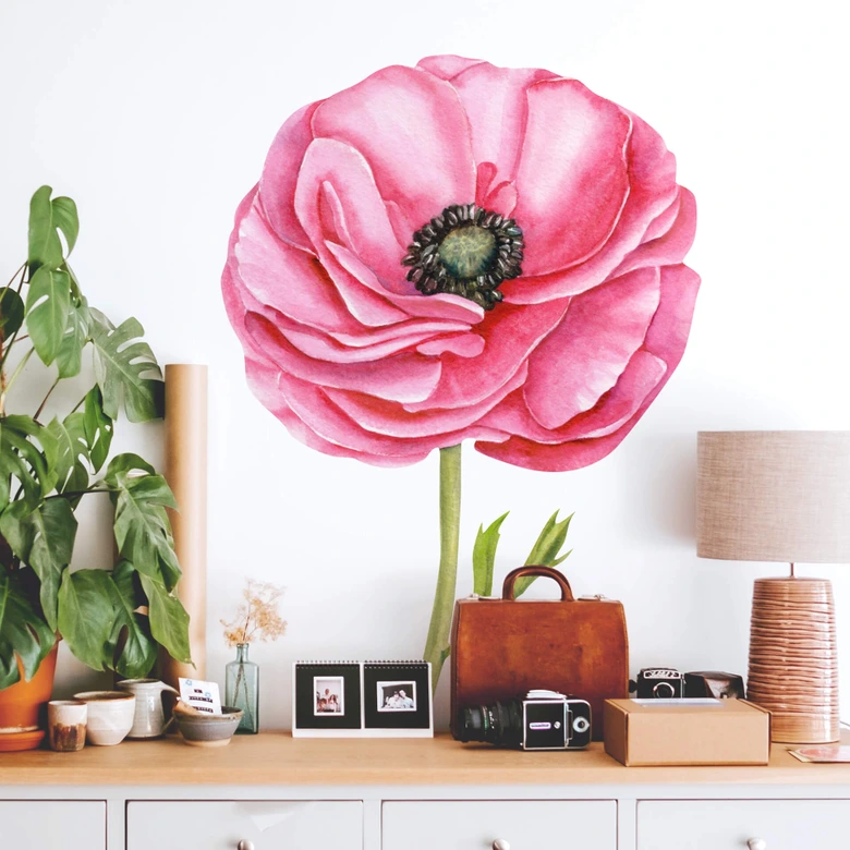 Wandtattoo XXL roter Mohn 