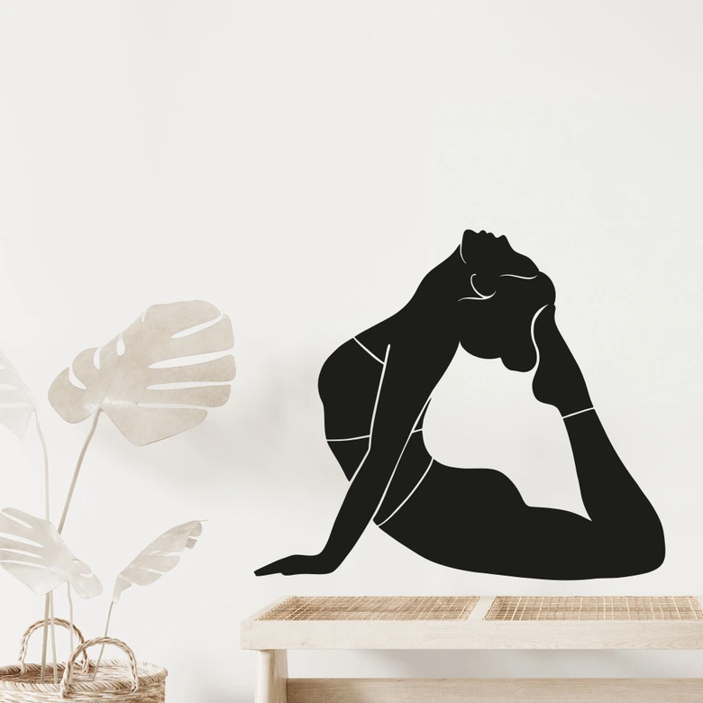 Wandtattoo Yoga Königskobra Silhouette einfarbig 