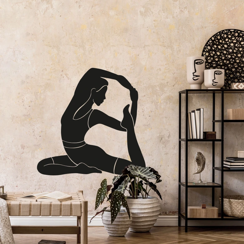 Wandtattoo Yoga Königstaube Silhouette einfarbig 