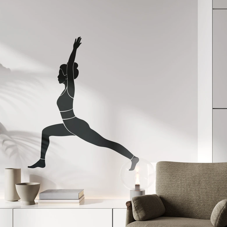 Wandtattoo Yoga Krieger Silhouette einfarbig 