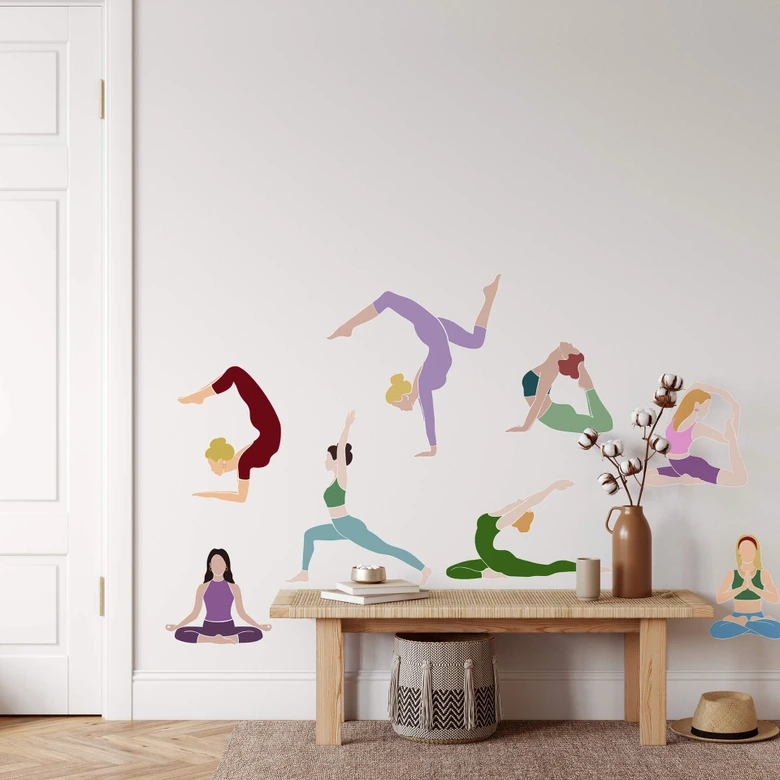 Wandtattoo Yoga Set (8-teilig) 