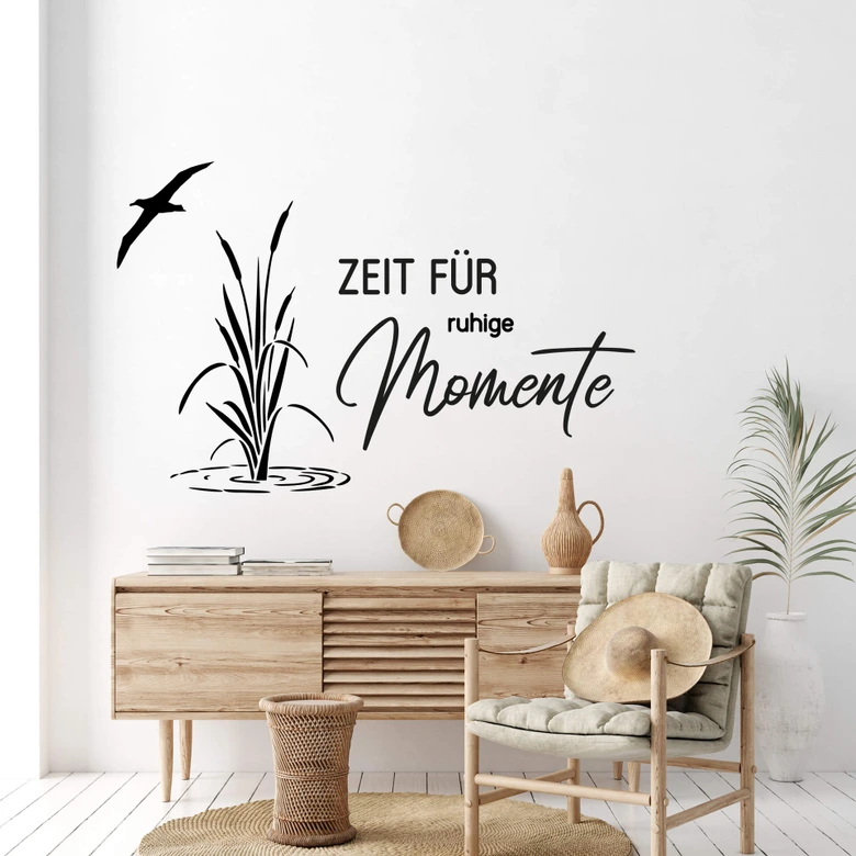 Spruch Wandtattoo zum Entspannen - Zeit für ruhige Momente 