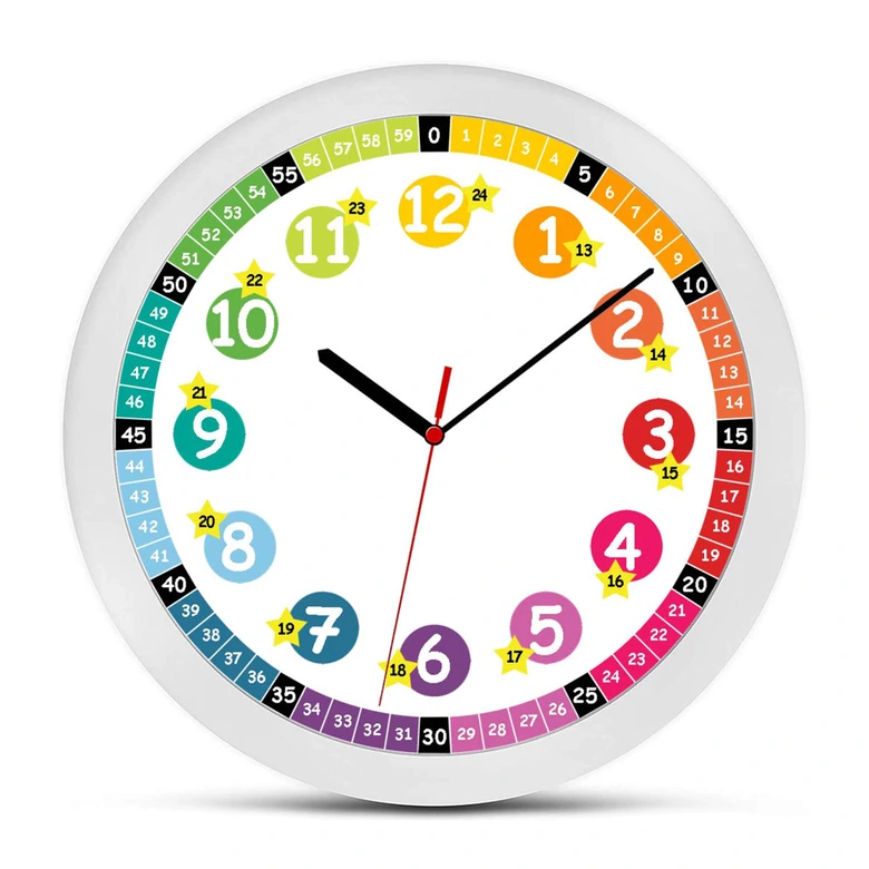 Farbenfrohe Wanduhr Kinder, bunt | rund | Ø30 cm 
