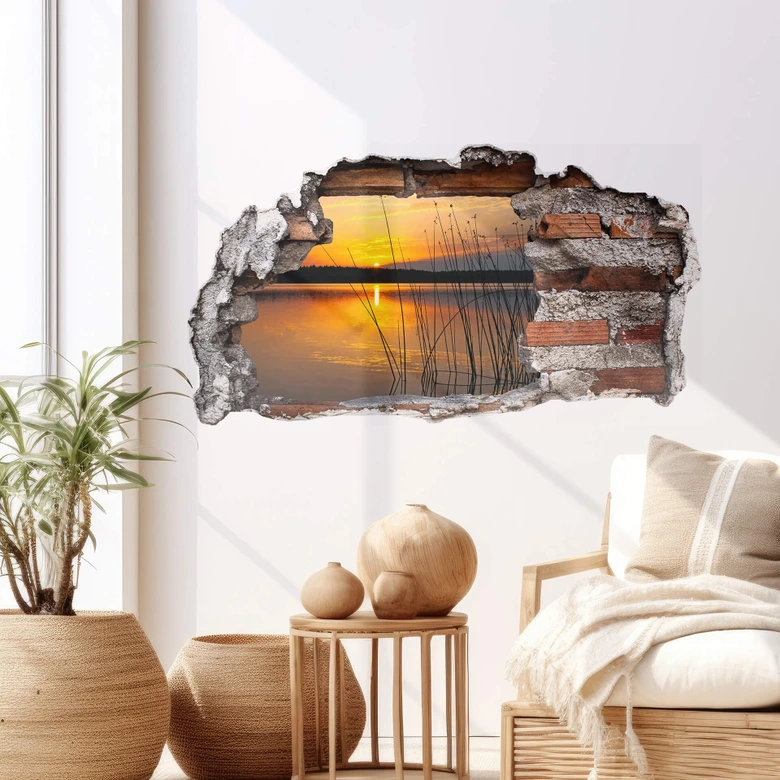 3D Wandtattoo Sonnenuntergang am See 